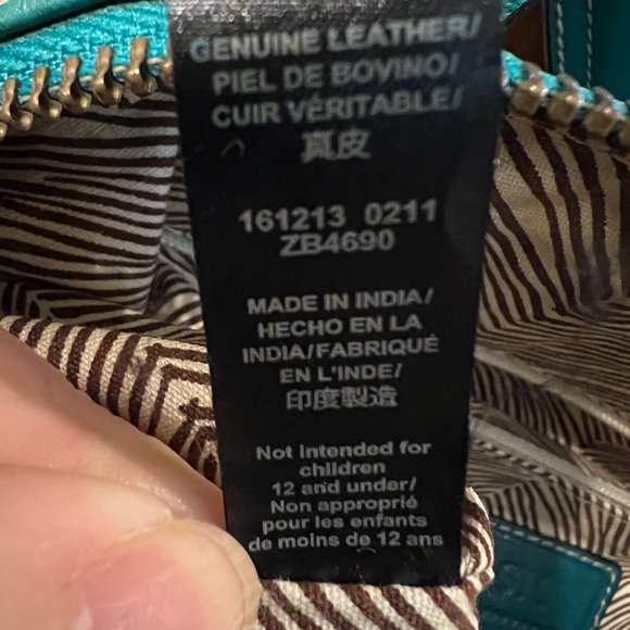 Fossil-Shoulder/Tote Leather Purse-Turquoise/Aqua Greenish Blue-Rare-Large - Picture 11 of 16